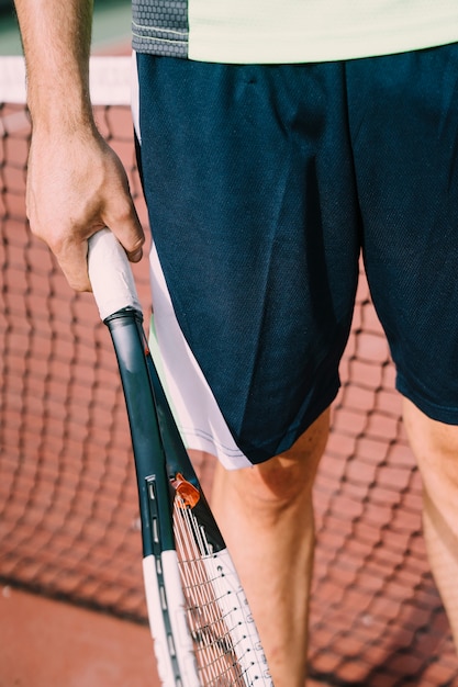 Close up vista del giocatore di tennis