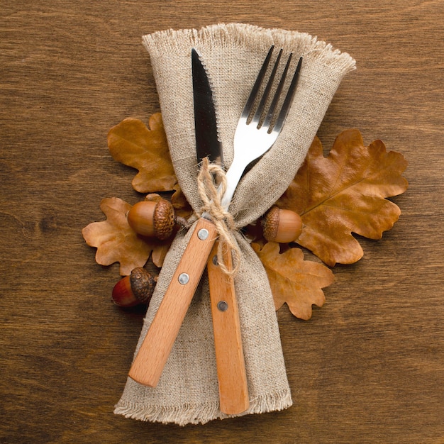 Close-up view of thanksgiving cutlery