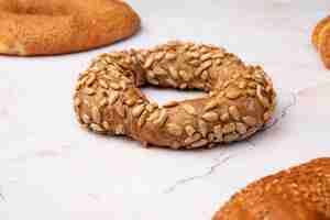 Free photo close-up view of turkish bagel on white background