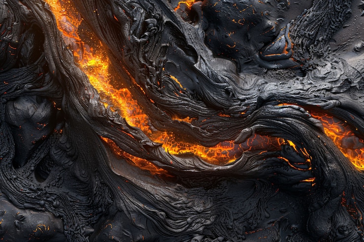 Free Photo close-up view of volcano erupting with hot lava