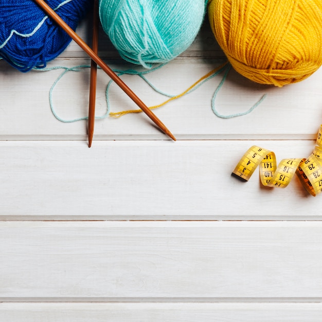 Close up view of wool balls and space on bottom