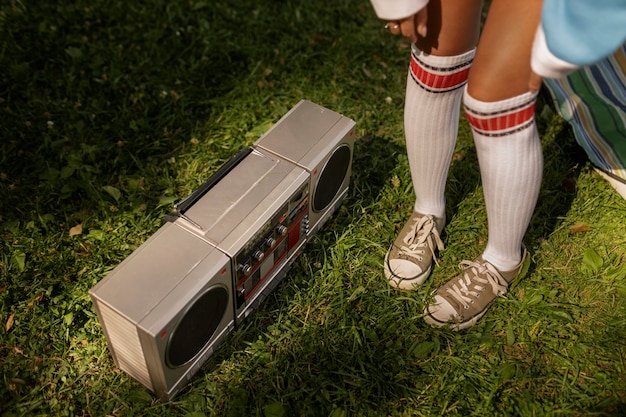 Free photo close up on vintage boombox