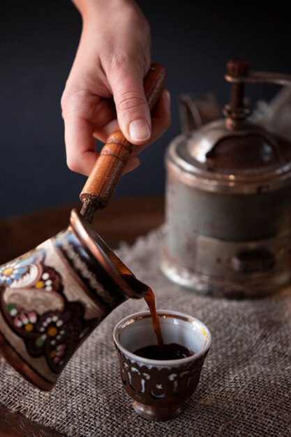 Close-up vintage coffee maker set
