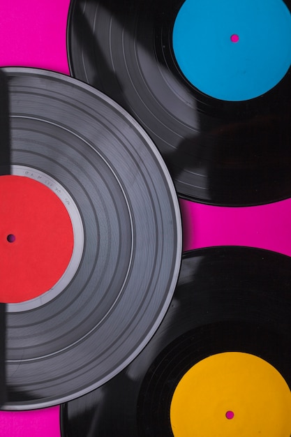 Close-up vinyl records