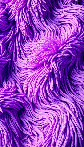 紫色の偽毛皮の質感に近づく