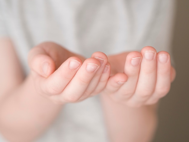 Close-up washed hands