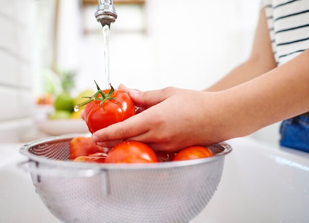 씻은 제철 토마토 클로즈업