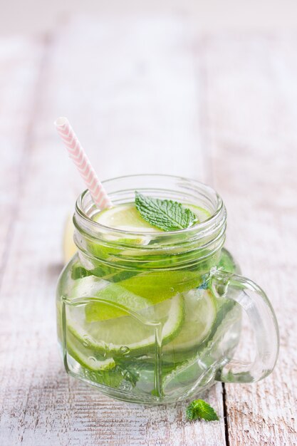 Close-up of water with slices of lemon