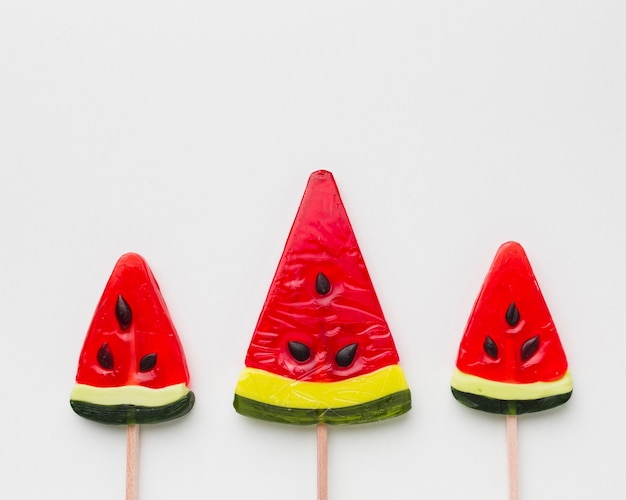 Close-up watermelon shape lollipops