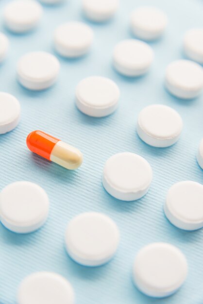 Close up of white tablets