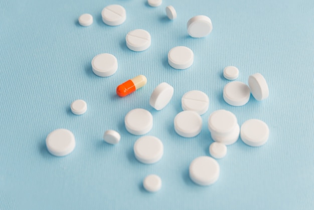 Close up of white tablets