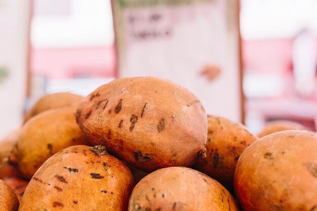 Close-up of whole organic fruit