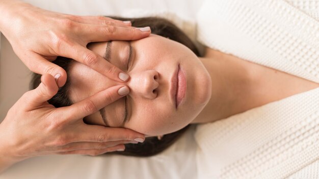 Close-up woman being massaged