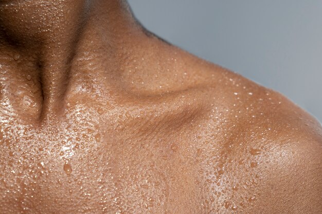 Close up on woman body with hydrated skin