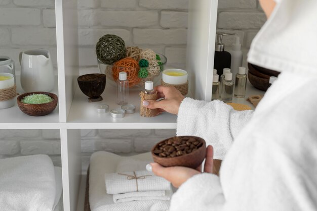close-up woman choosing ingredients