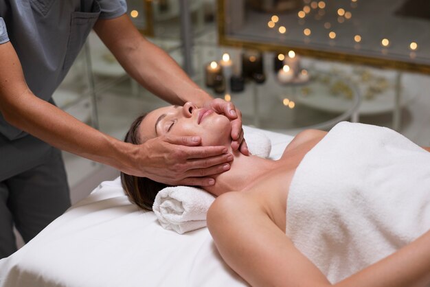 Close up woman getting massage