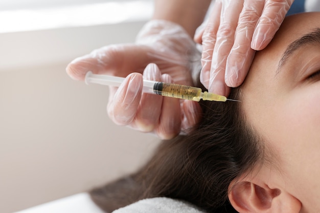 close up woman getting prp treatment