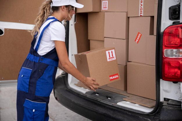 Close up woman holding box