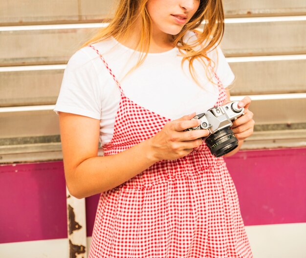 Close-up of woman looking at camera