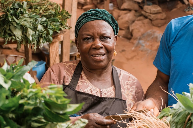 Close-up woman at market