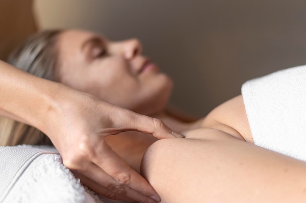 Close-up woman at massage