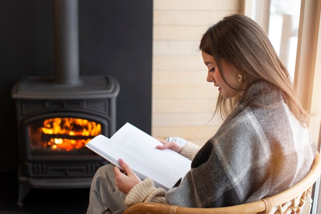 Close up woman reading and relaxing