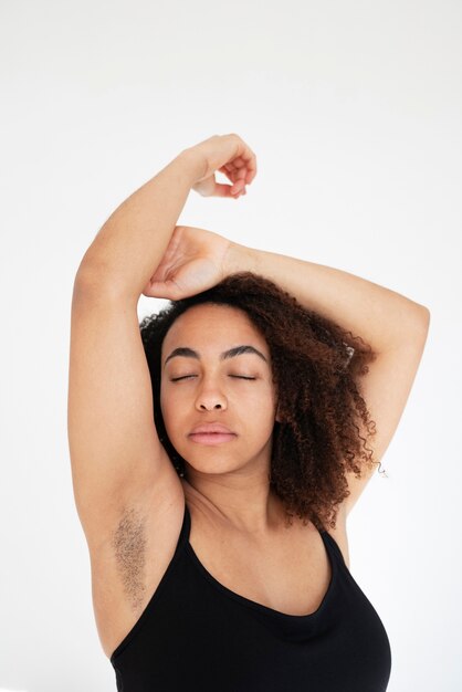 Close up on woman revealing her armpit