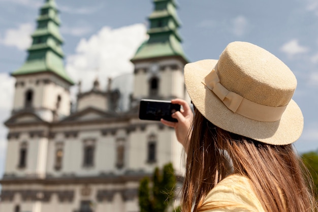 Close-up woman taking selfie