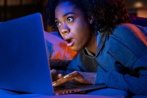 Close up woman typing on keyboard