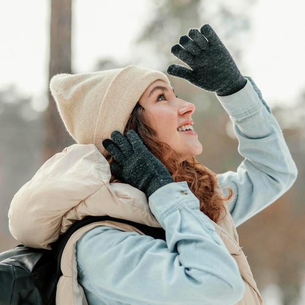 Close-up woman wearing hat