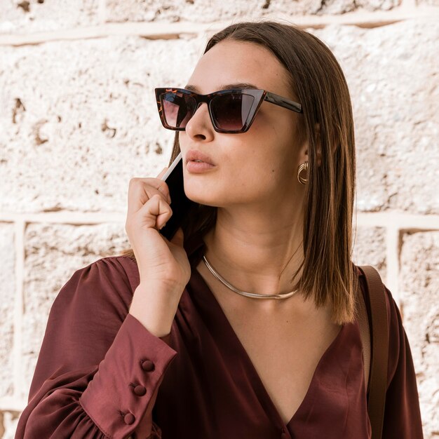 Close-up woman wearing sunglasses