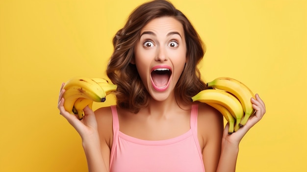 Close up on woman with bananas