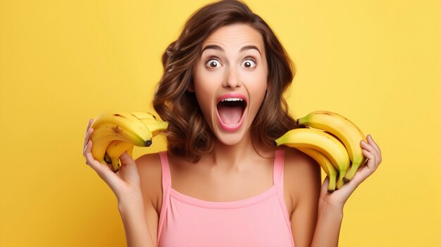 Close up on woman with bananas