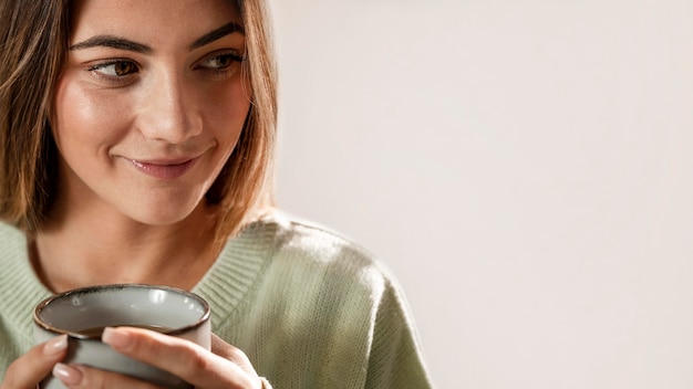 Close-up woman with copy-space