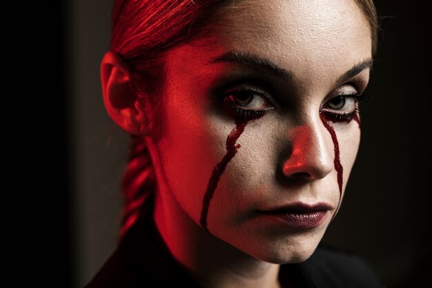 Close-up of woman with make-up