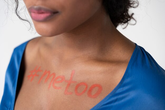 Close up on woman with metoo sign