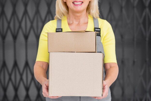 Close-up woman with packages