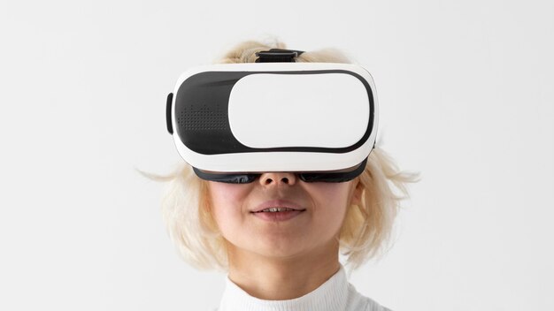 Close up woman with vr glasses