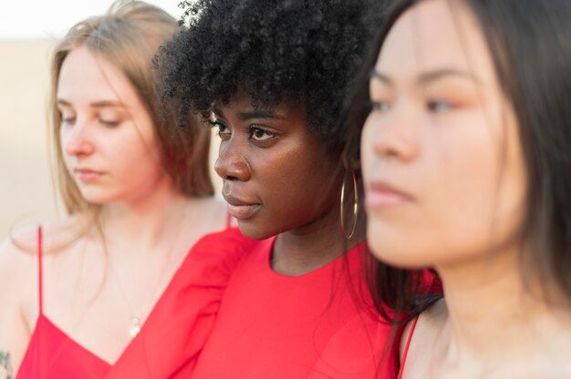 Close up women spending time together