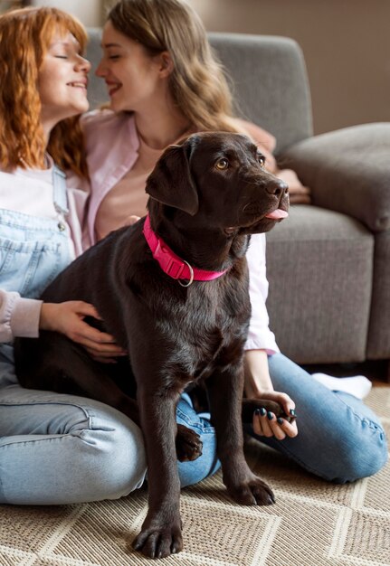 Close up women with cute dog