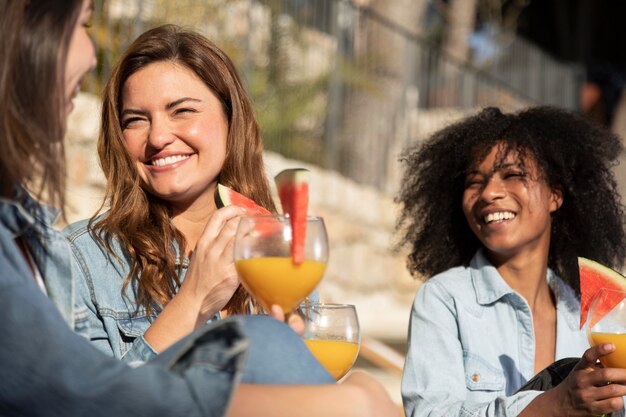 Close up women with watermelon