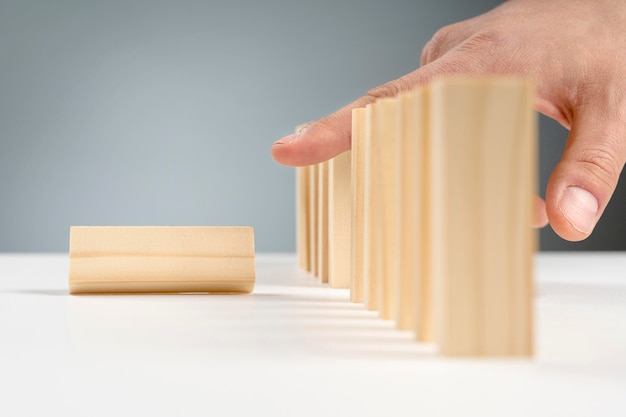 Free photo close-up wooden blocks on desk