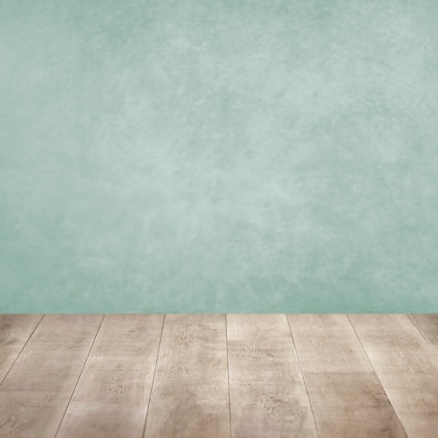 Close up on wooden floor and colorful wall