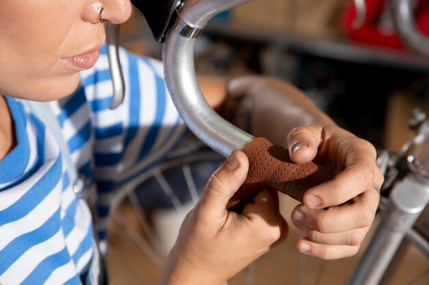 Close up worker performing maintenance service