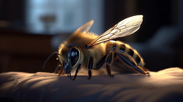Крупным планом рабочая пчела