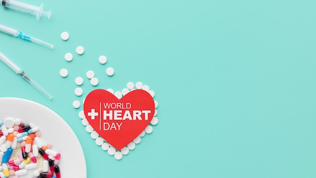 Free photo close-up world heart day concept with copy space