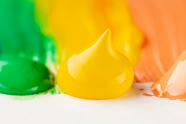 Close-up of yellow, orange and gree paint