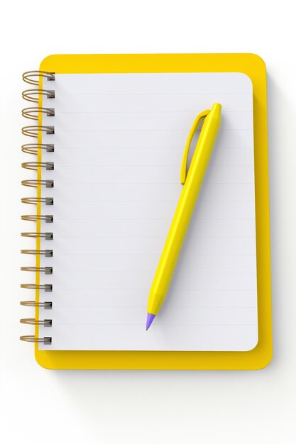 Крупным планом желтая ручка на блокноте