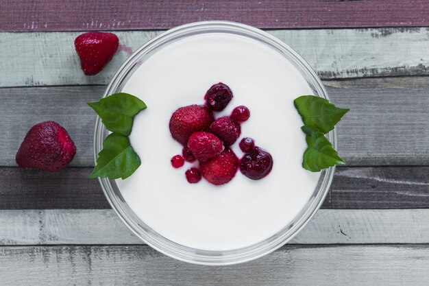 Close-up yogurt with berries