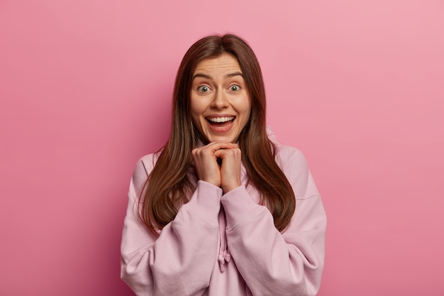 Close up on young attractive and charismatic woman isolated